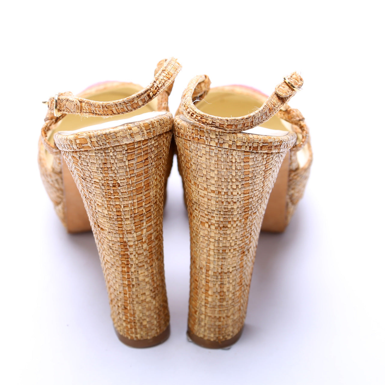 Chanel Cap Toe Raffia Slingback Pumps Size 39