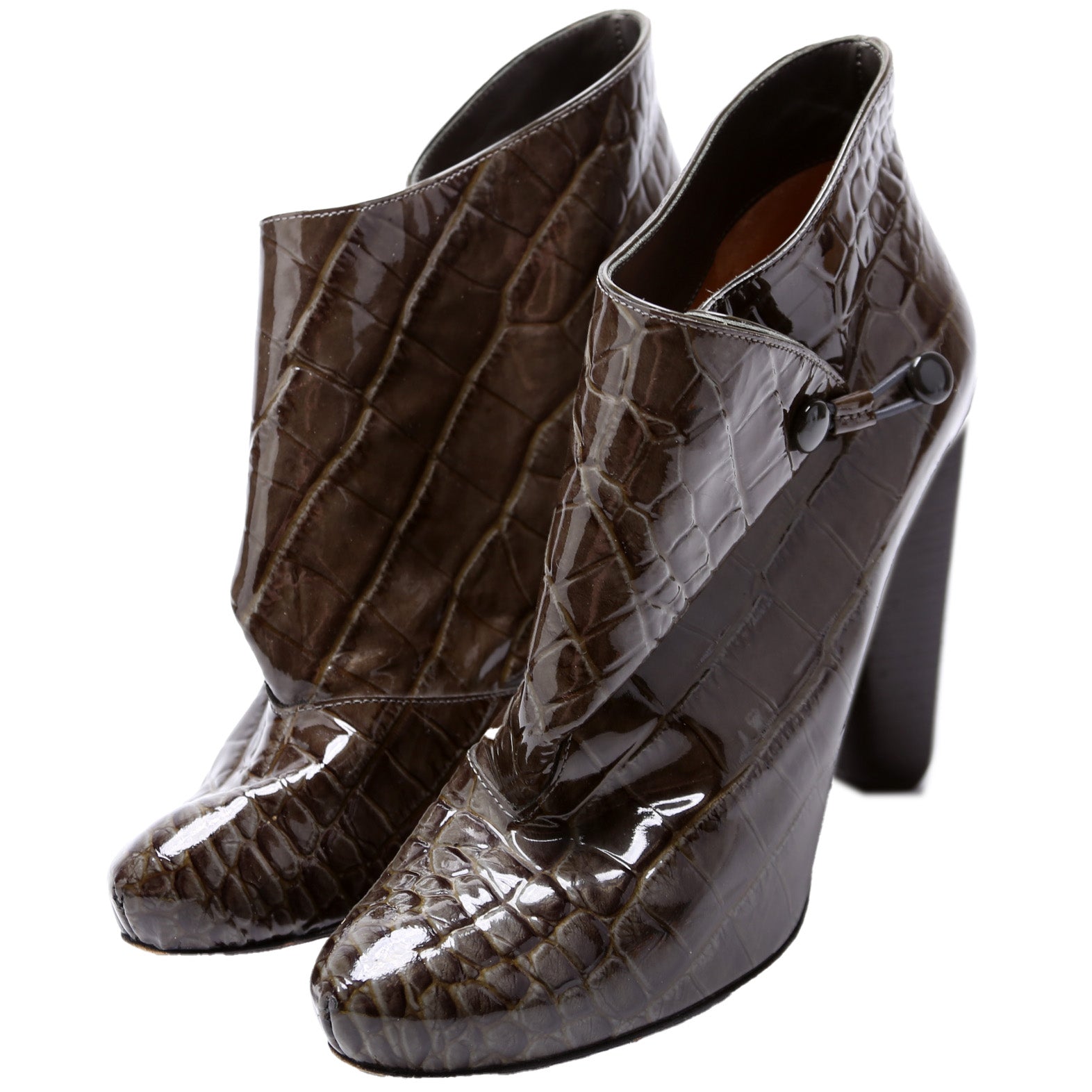 Louis Vuitton Crocodile Leather Ankle Booties Size 38
