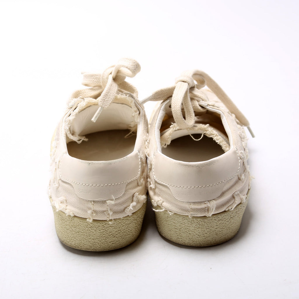 Saint Laurent Canvas Lace Up Distressed Sneakers Size 36