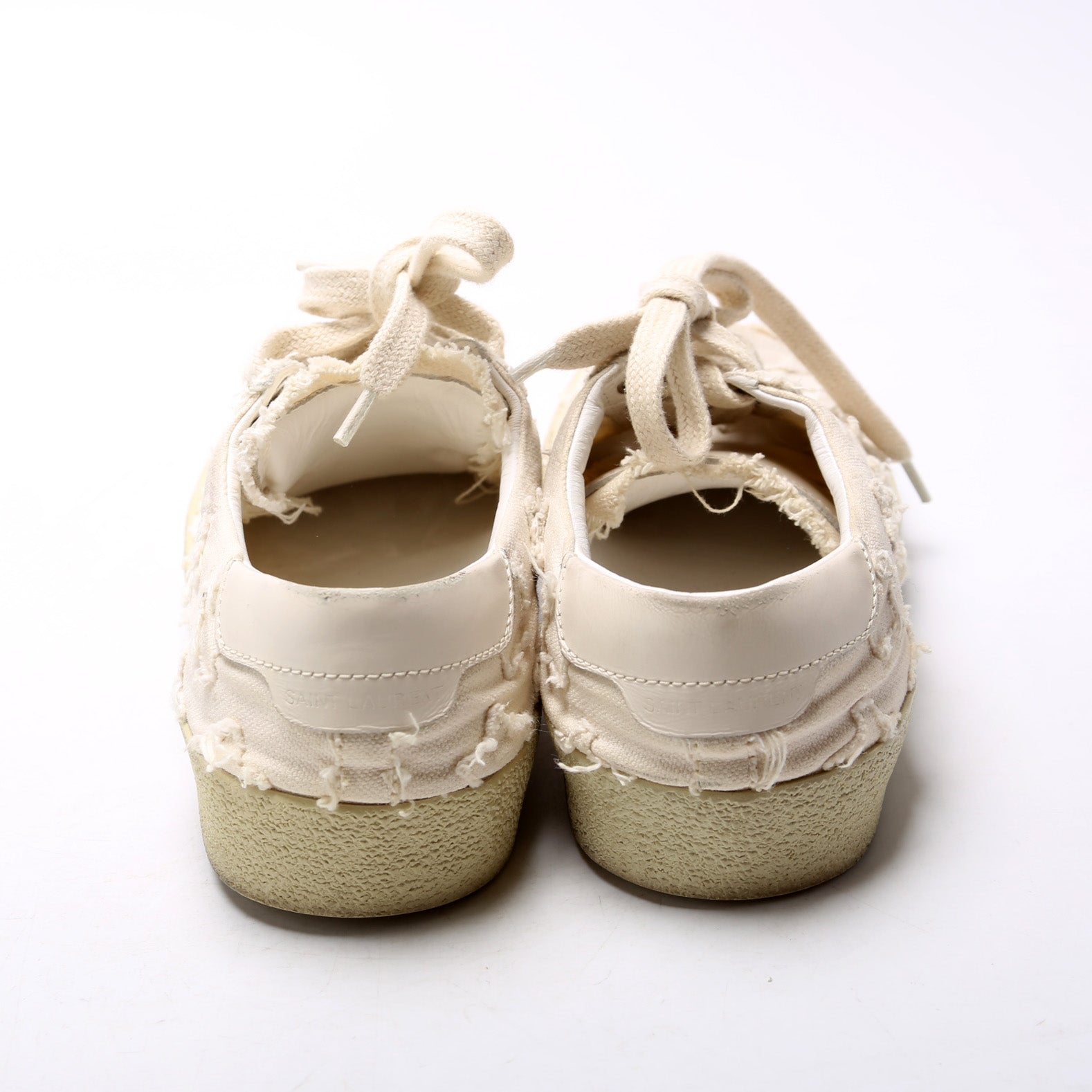 Saint Laurent Canvas Lace Up Distressed Sneakers Size 36