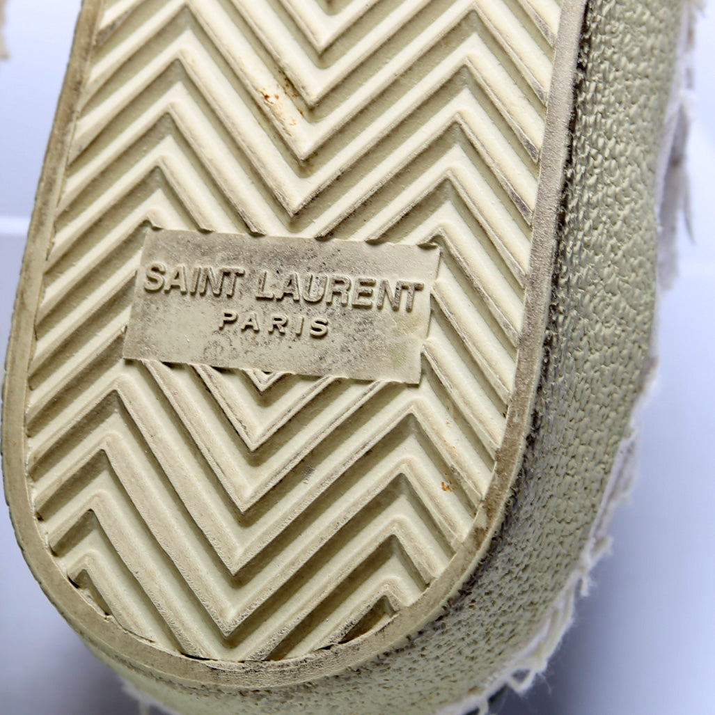 Saint Laurent Canvas Lace Up Distressed Sneakers Size 36