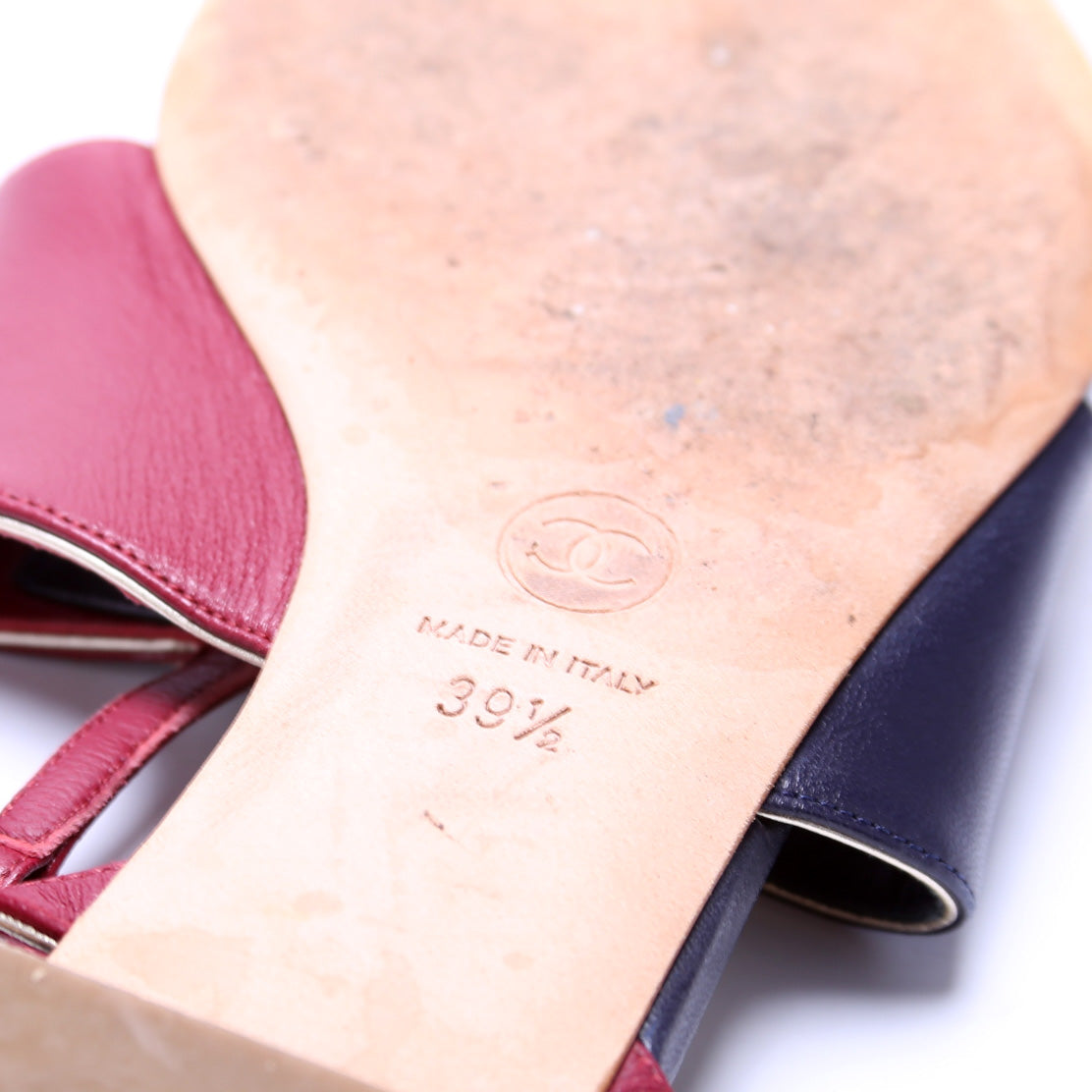 Chanel Leather Flat Sandals Size 39.5