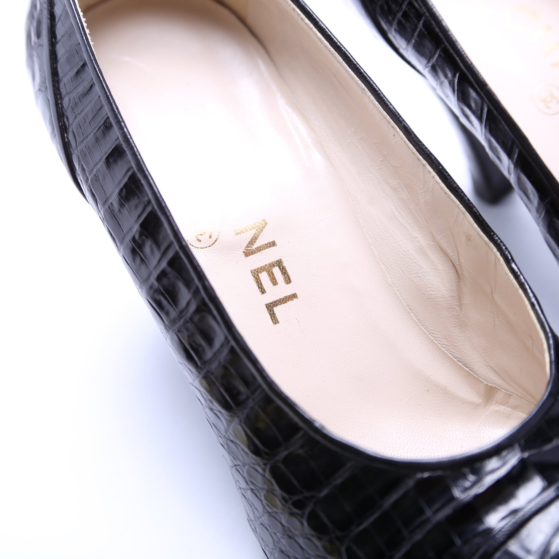 Chanel Pointed Toe Python Pumps Size 37.5