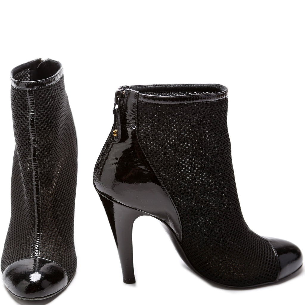 Chanel Mesh/Leather Booties Size 37