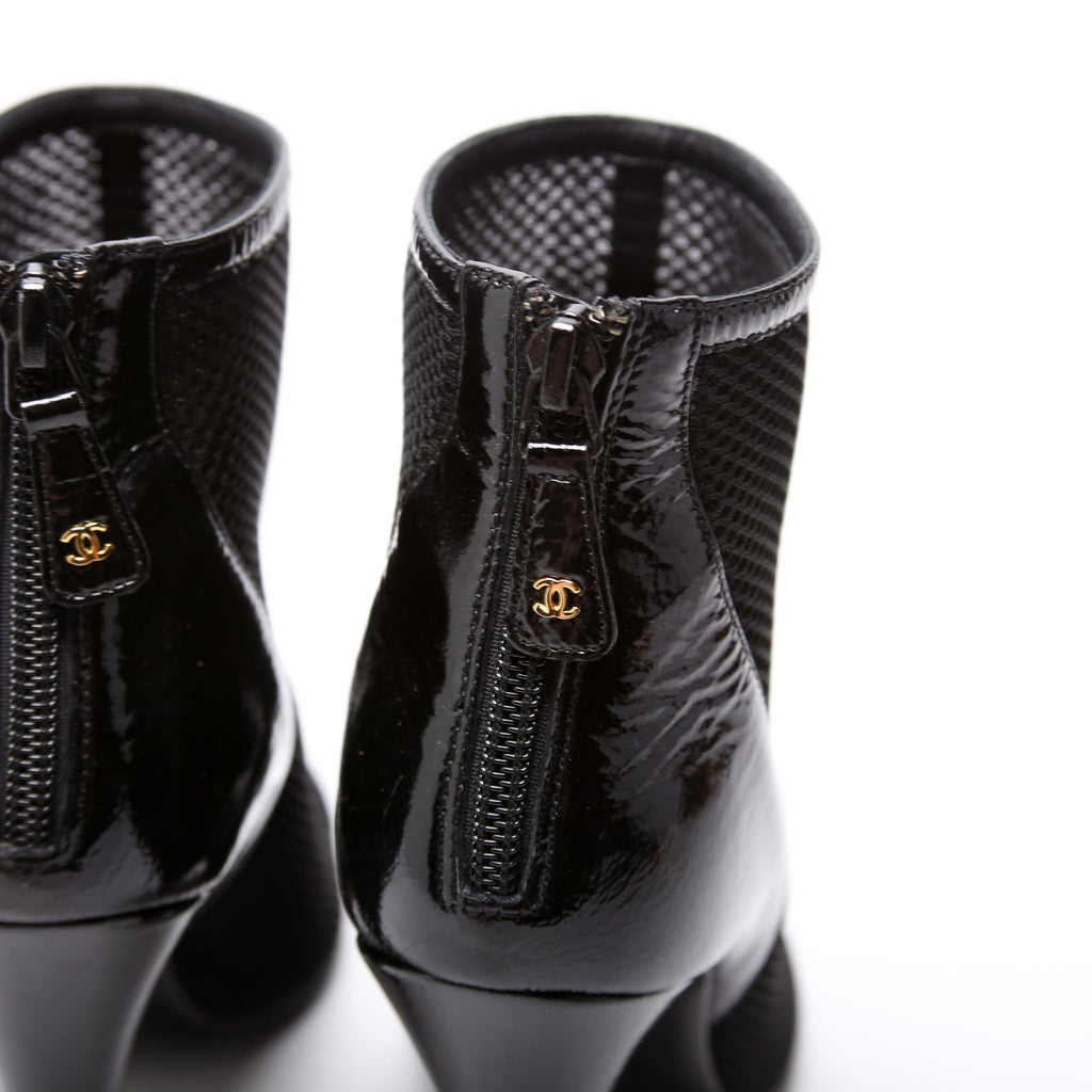 Chanel Mesh/Leather Booties Size 37