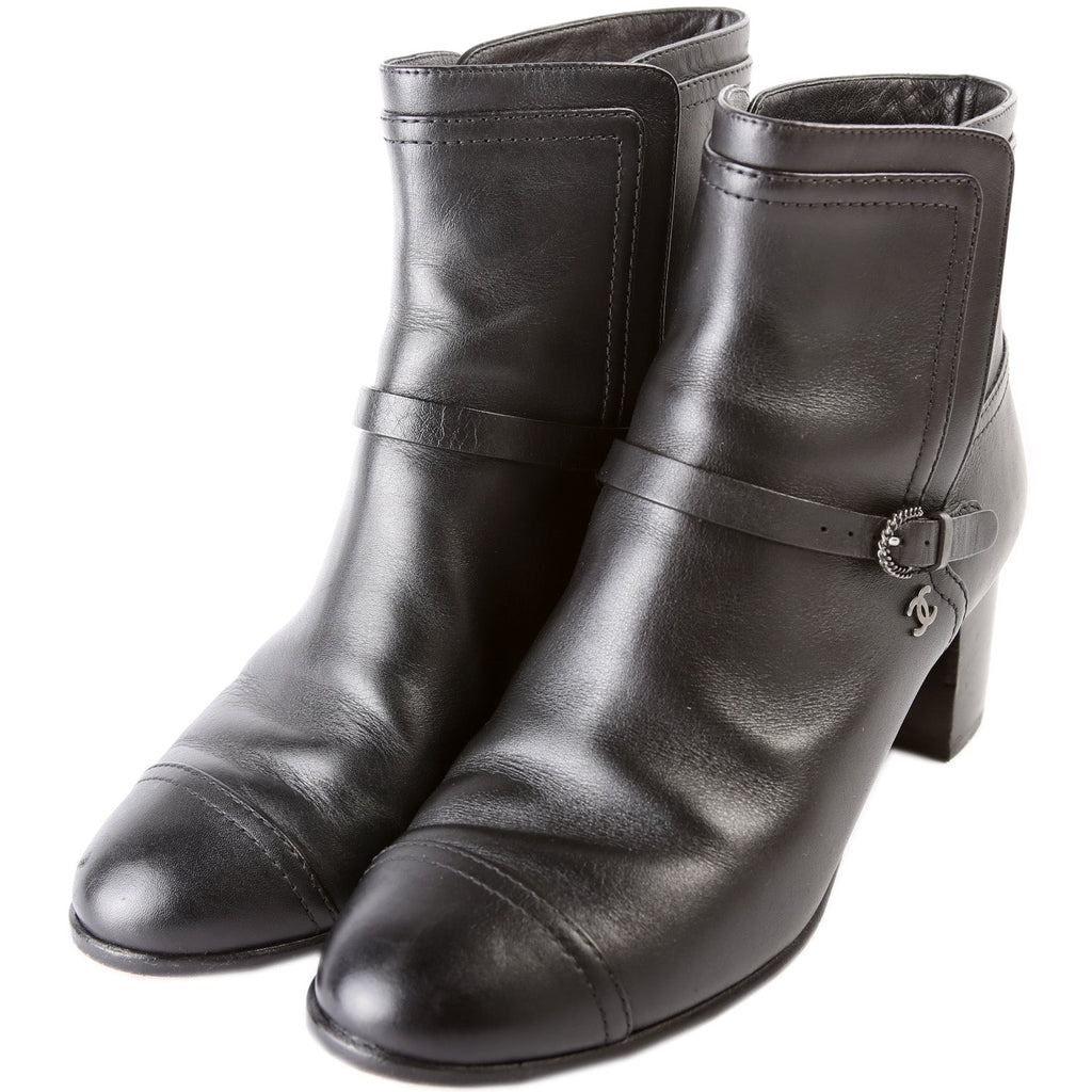 Chanel CC Cap Toe Ankle Booties Size 37