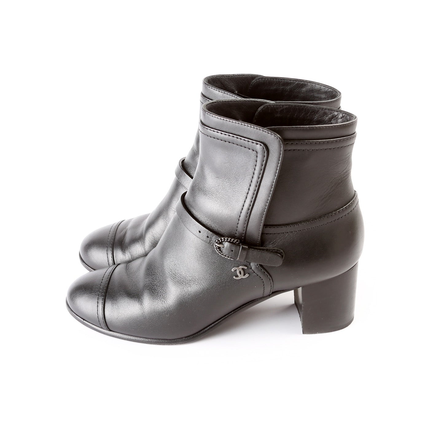Chanel CC Cap Toe Ankle Booties Size 37