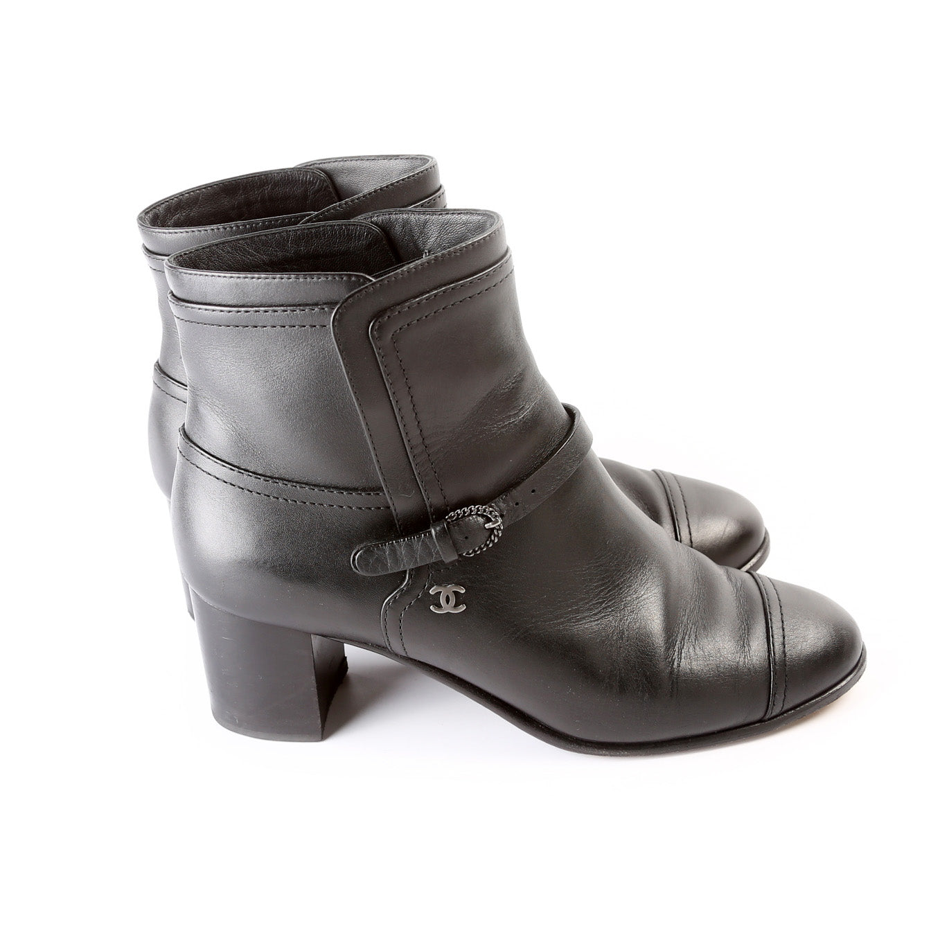 Chanel CC Cap Toe Ankle Booties Size 37