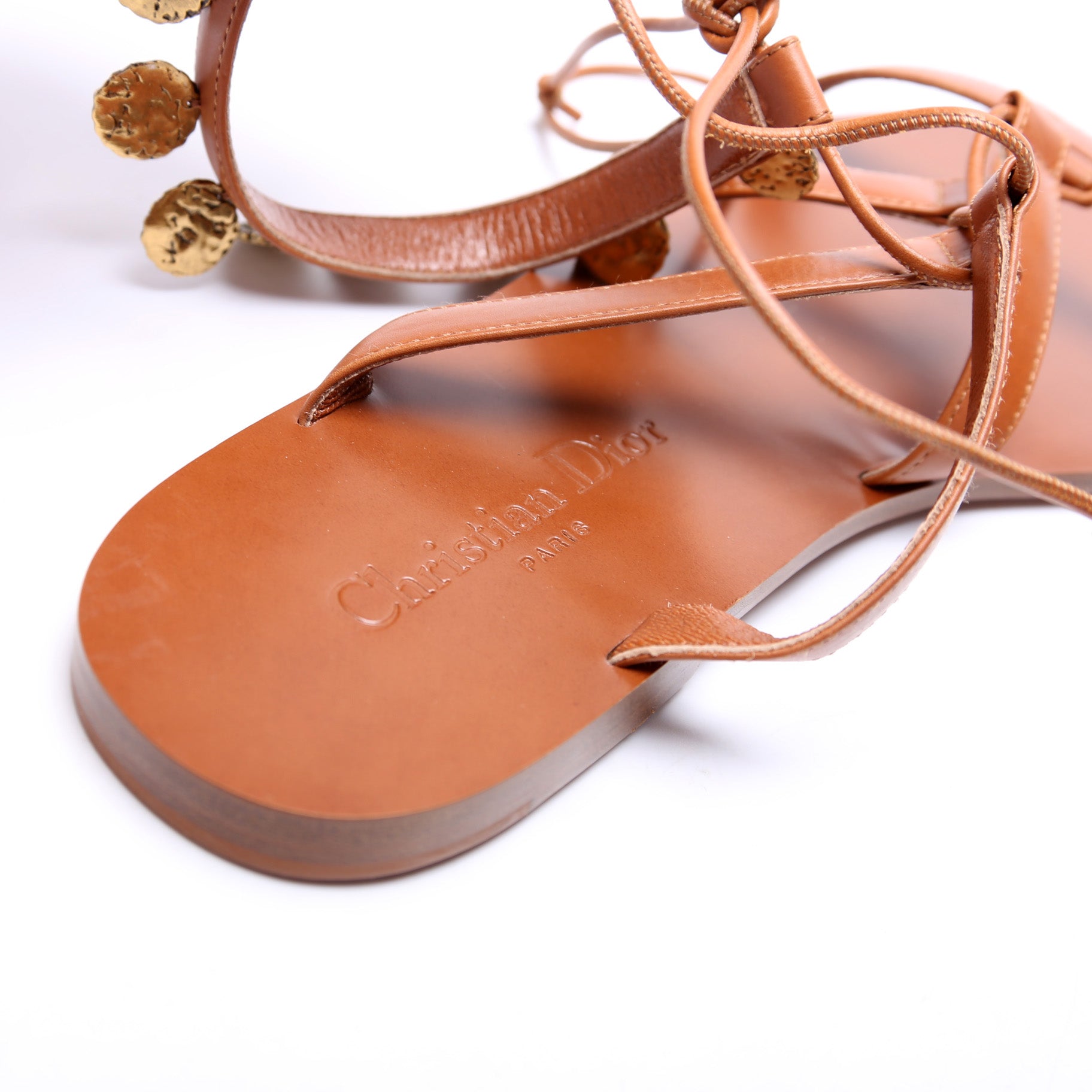 Christian Dior Logo Ankle Strap Sandals Size 37.5
