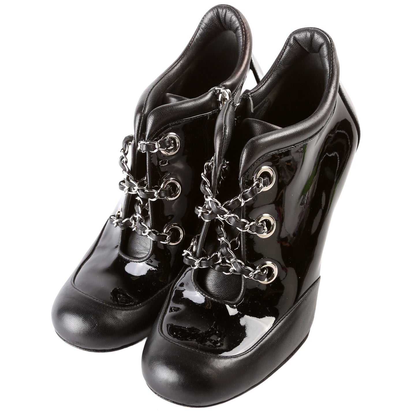 Chanel Chain Lace Booties Size 39
