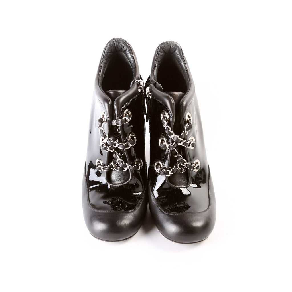 Chanel Chain Lace Booties Size 39