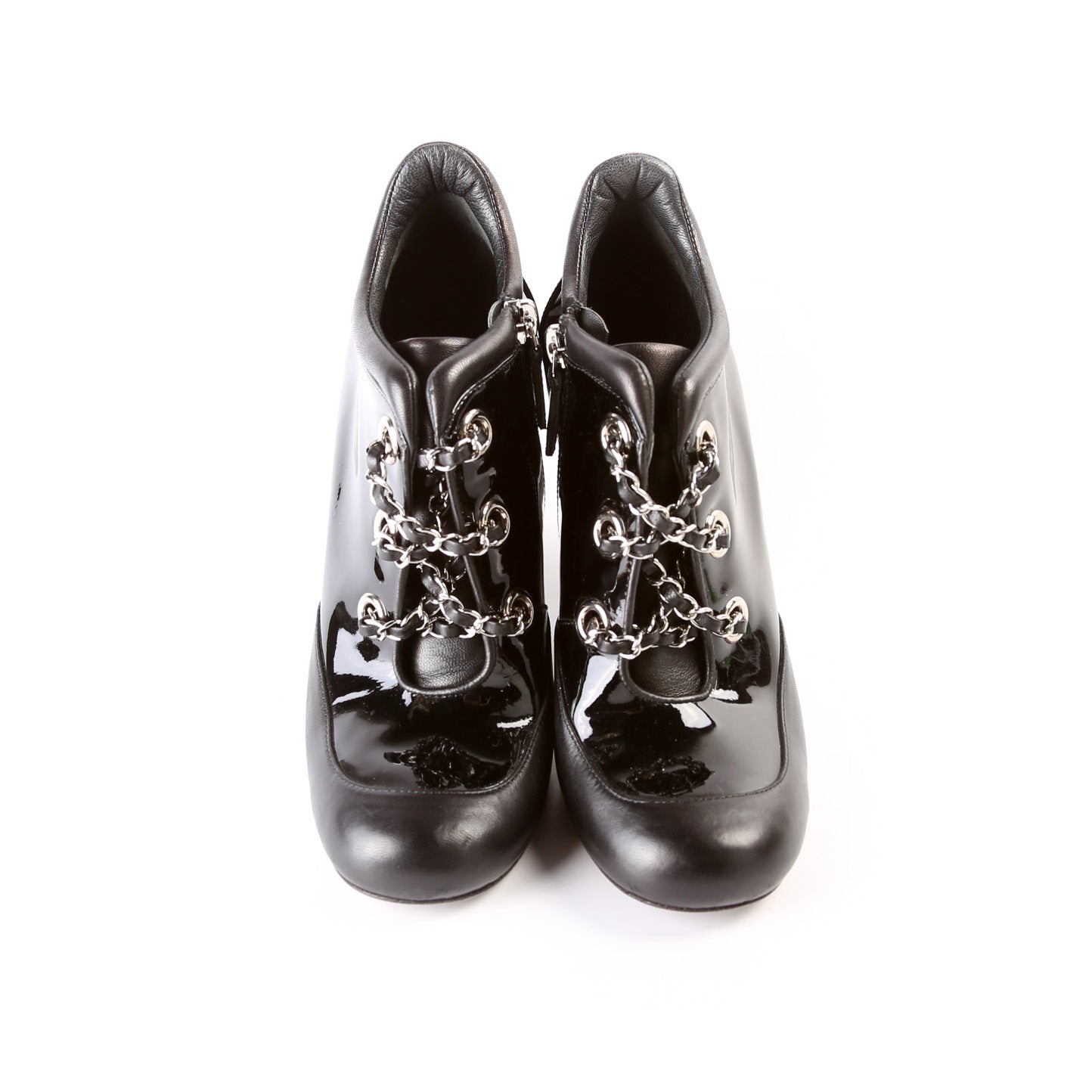 Chanel Chain Lace Booties Size 39