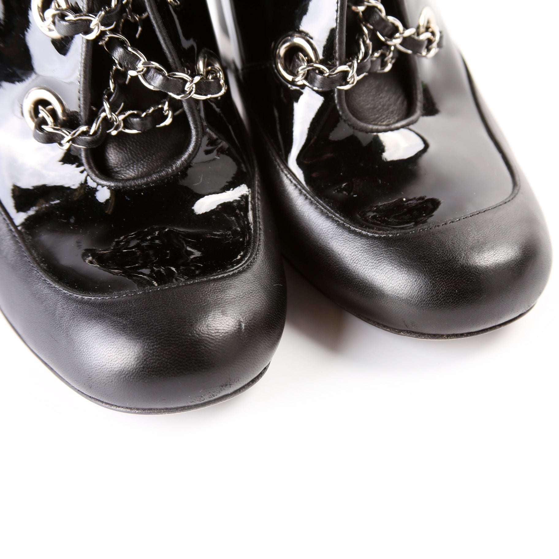 Chanel Chain Lace Booties Size 39