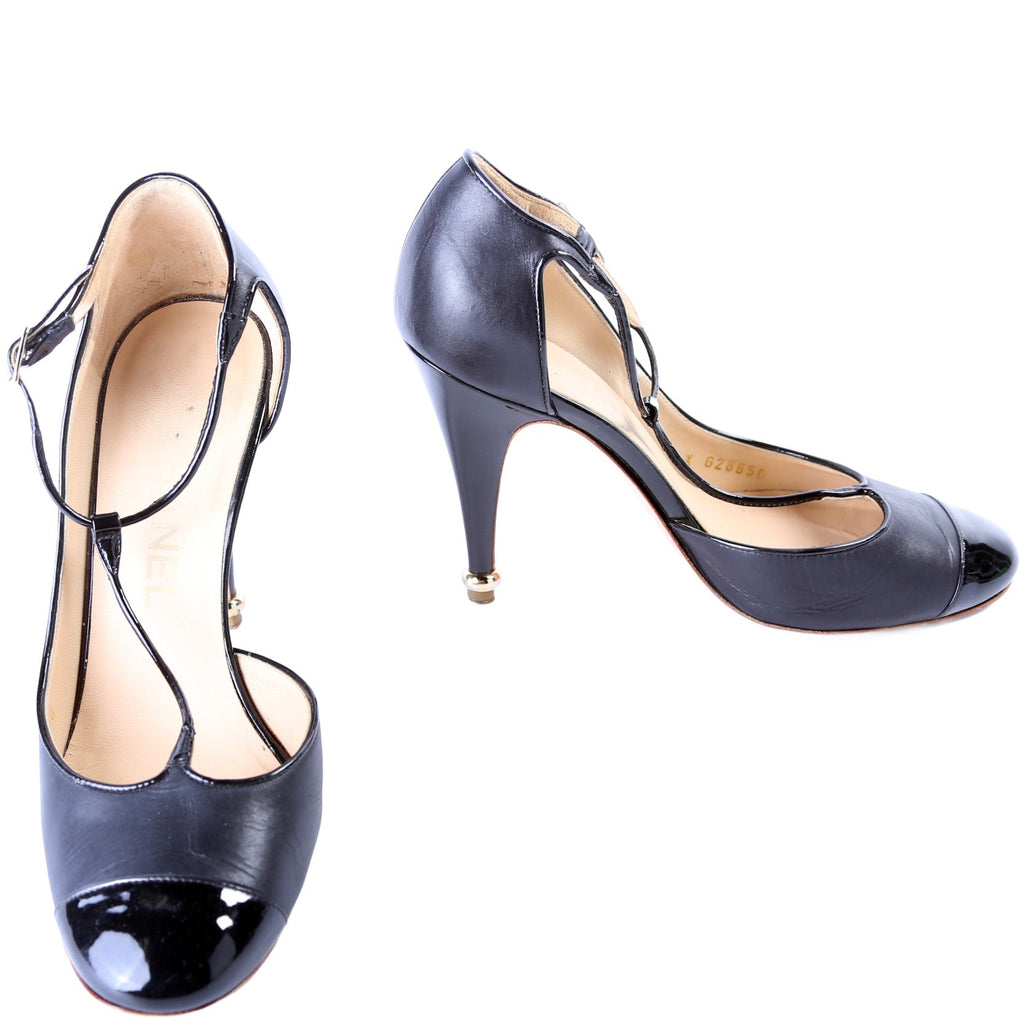 Chanel T-Strap Pumps Size 37.5
