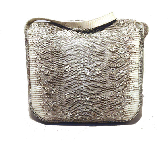 Trussardi Grey  and  White Ring Lizard Messenger Shoulder Bag