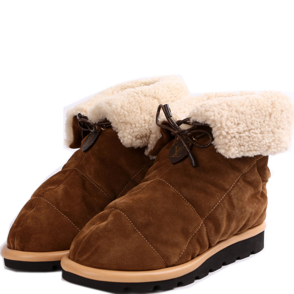 Louis Vuitton Pillow Comfort Suede/Shearling Ankle Boots Size 39