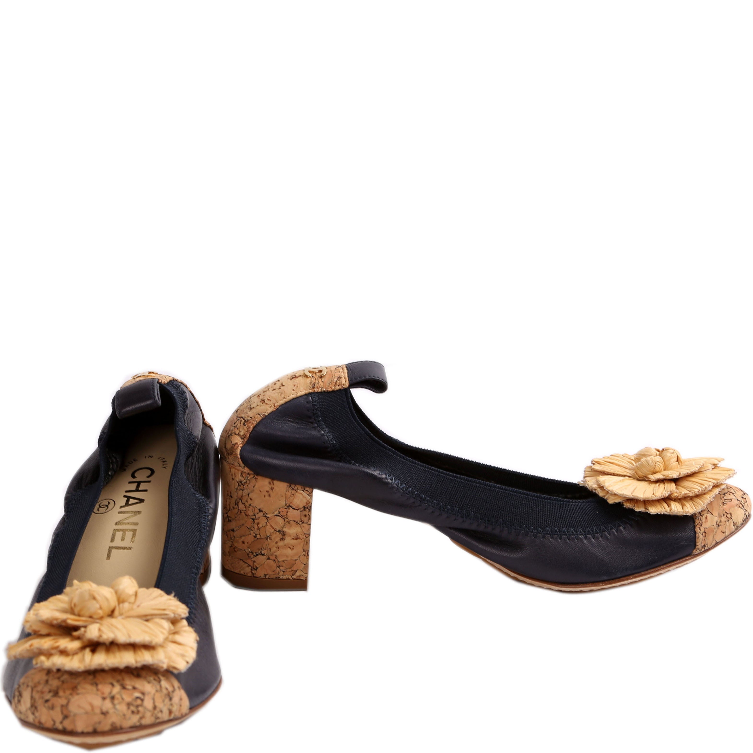Chanel Spirit Pumps Cork/Lambskin Size 35.5