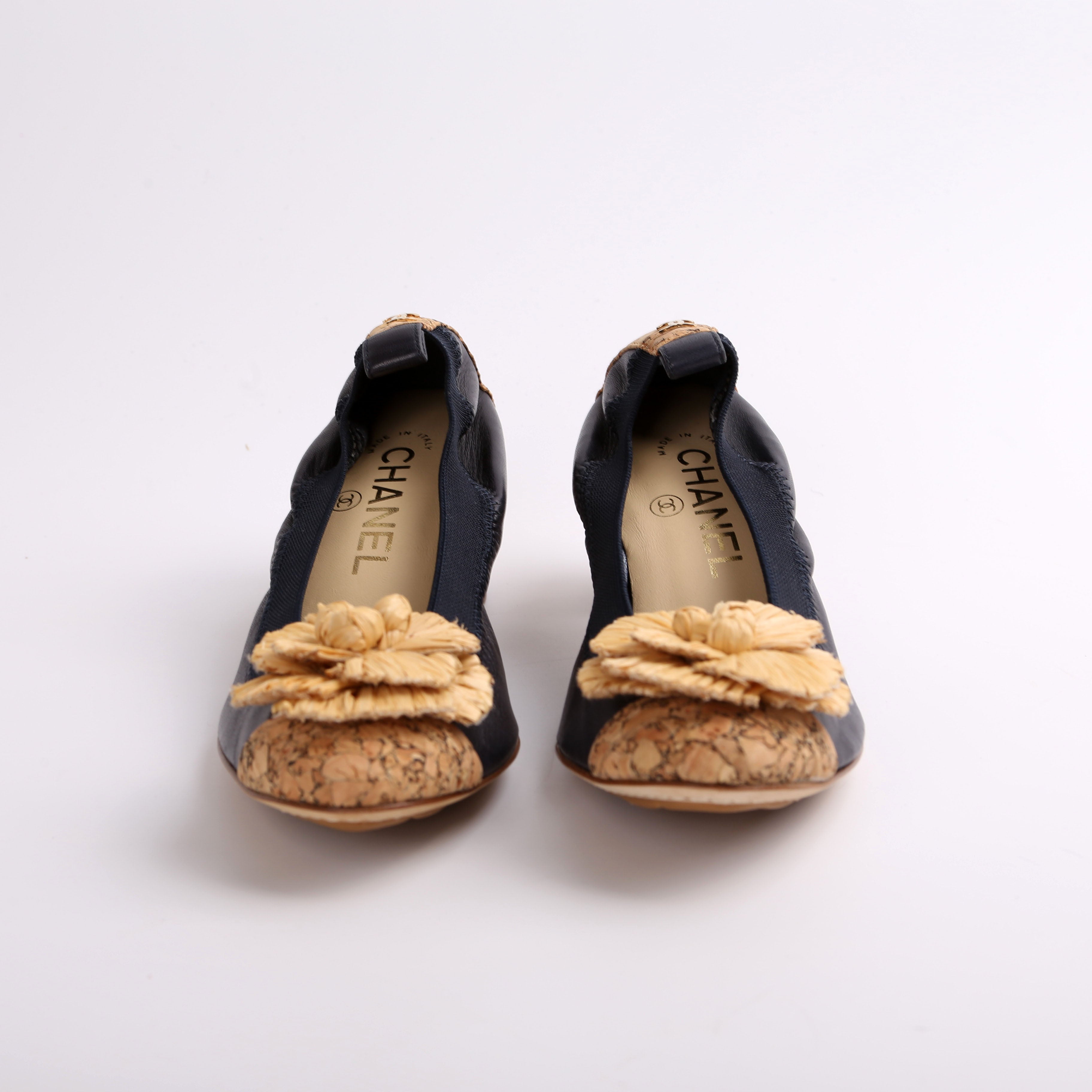 Chanel Spirit Pumps Cork/Lambskin Size 35.5