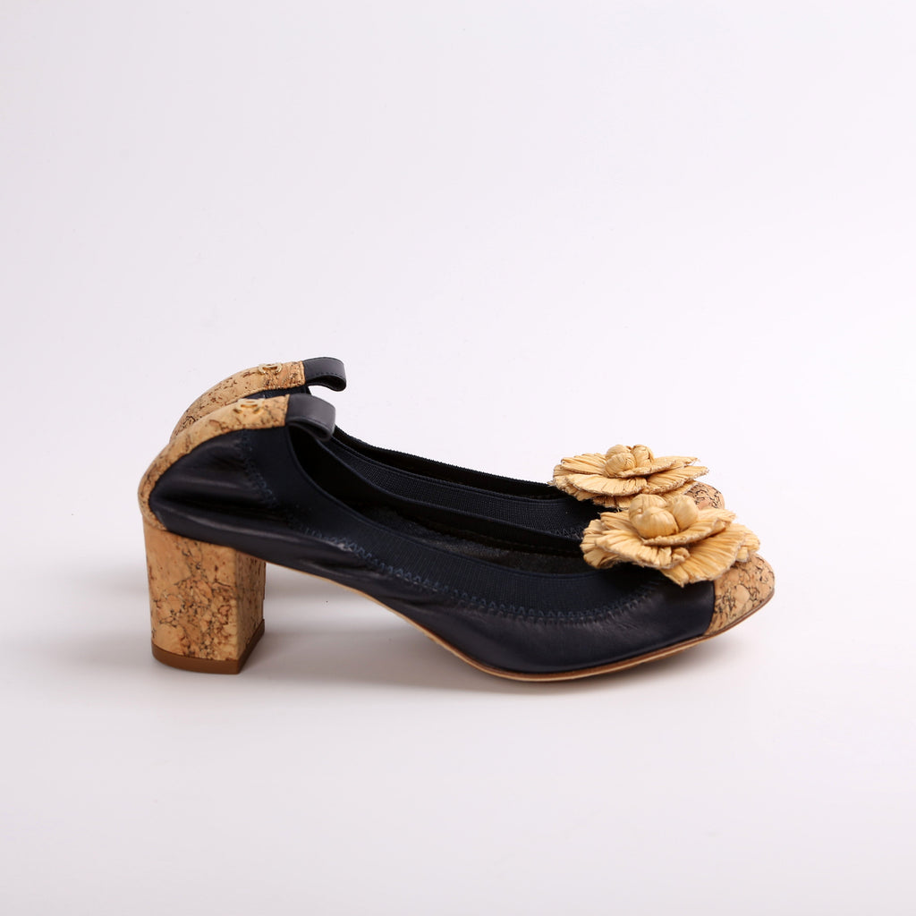 Chanel Spirit Pumps Cork/Lambskin Size 35.5