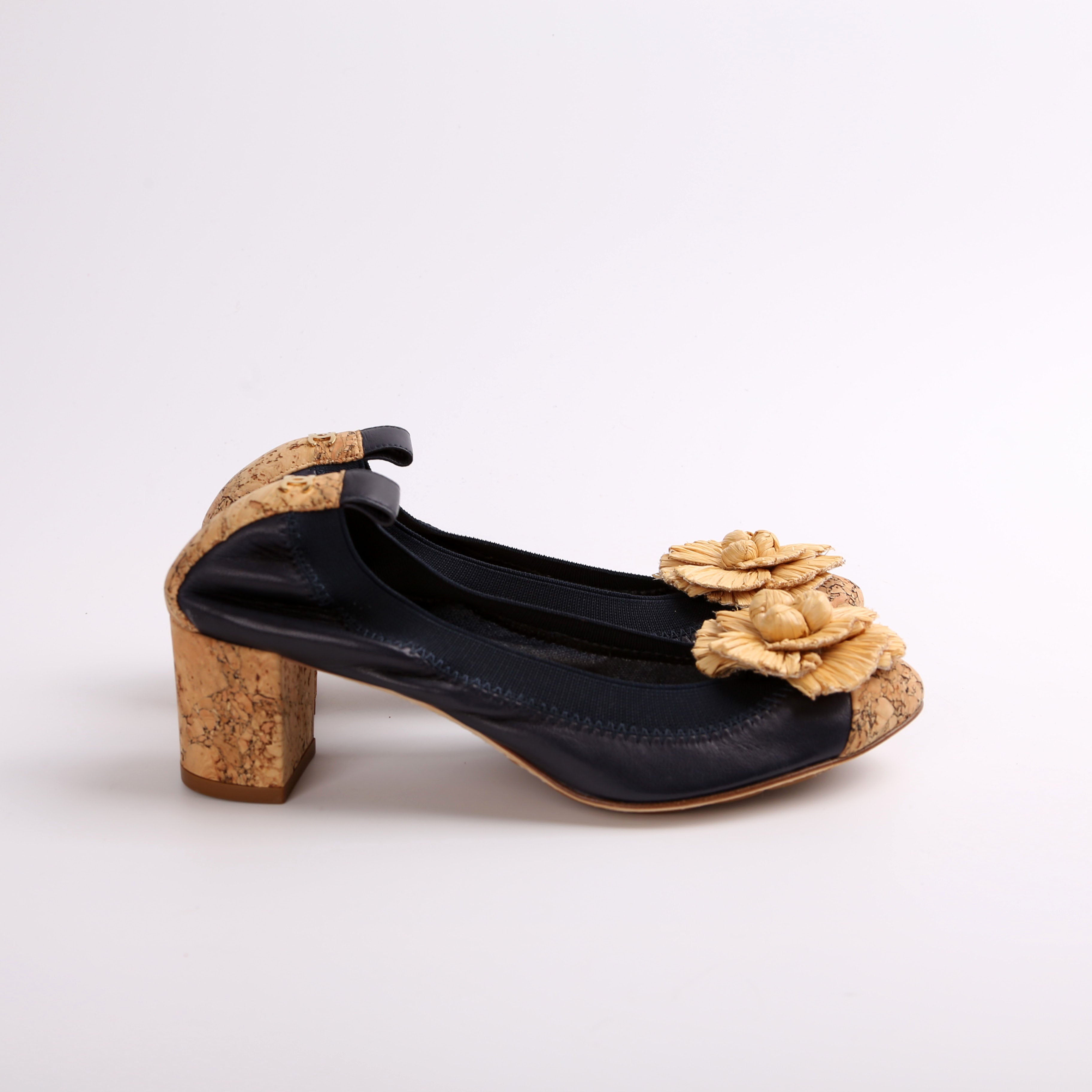 Chanel Spirit Pumps Cork/Lambskin Size 35.5