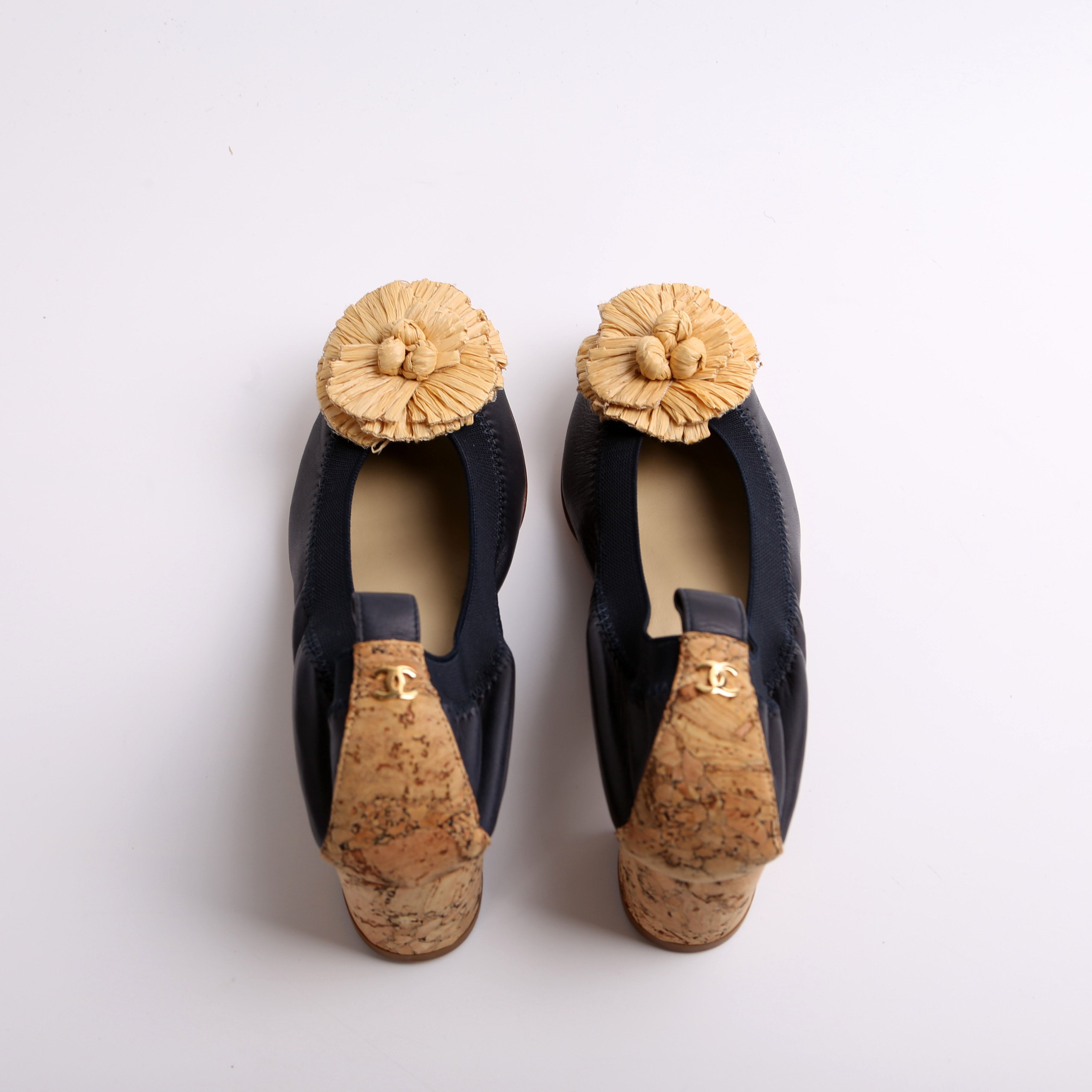 Chanel Spirit Pumps Cork/Lambskin Size 35.5