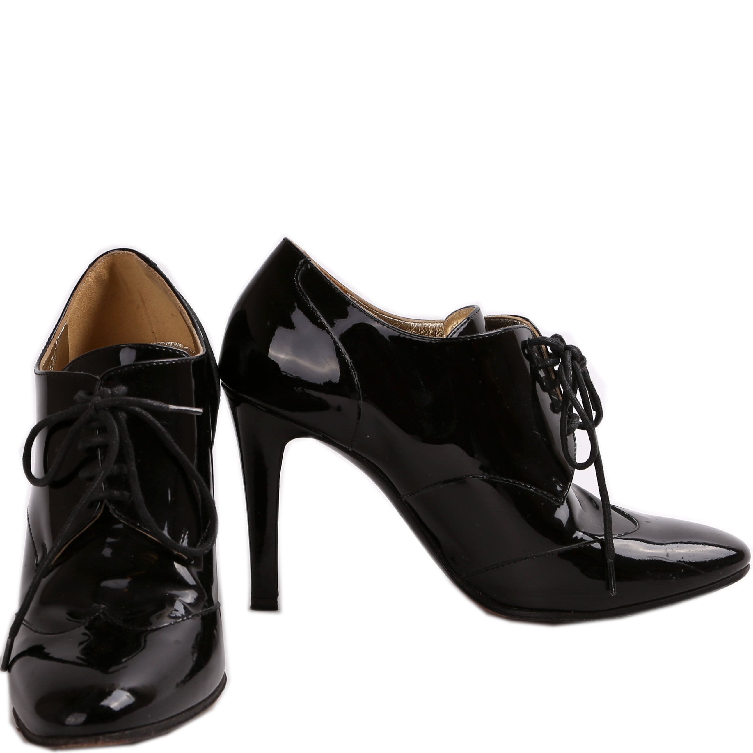 Chanel Ptnt Oxford Lace Up booties Size 36
