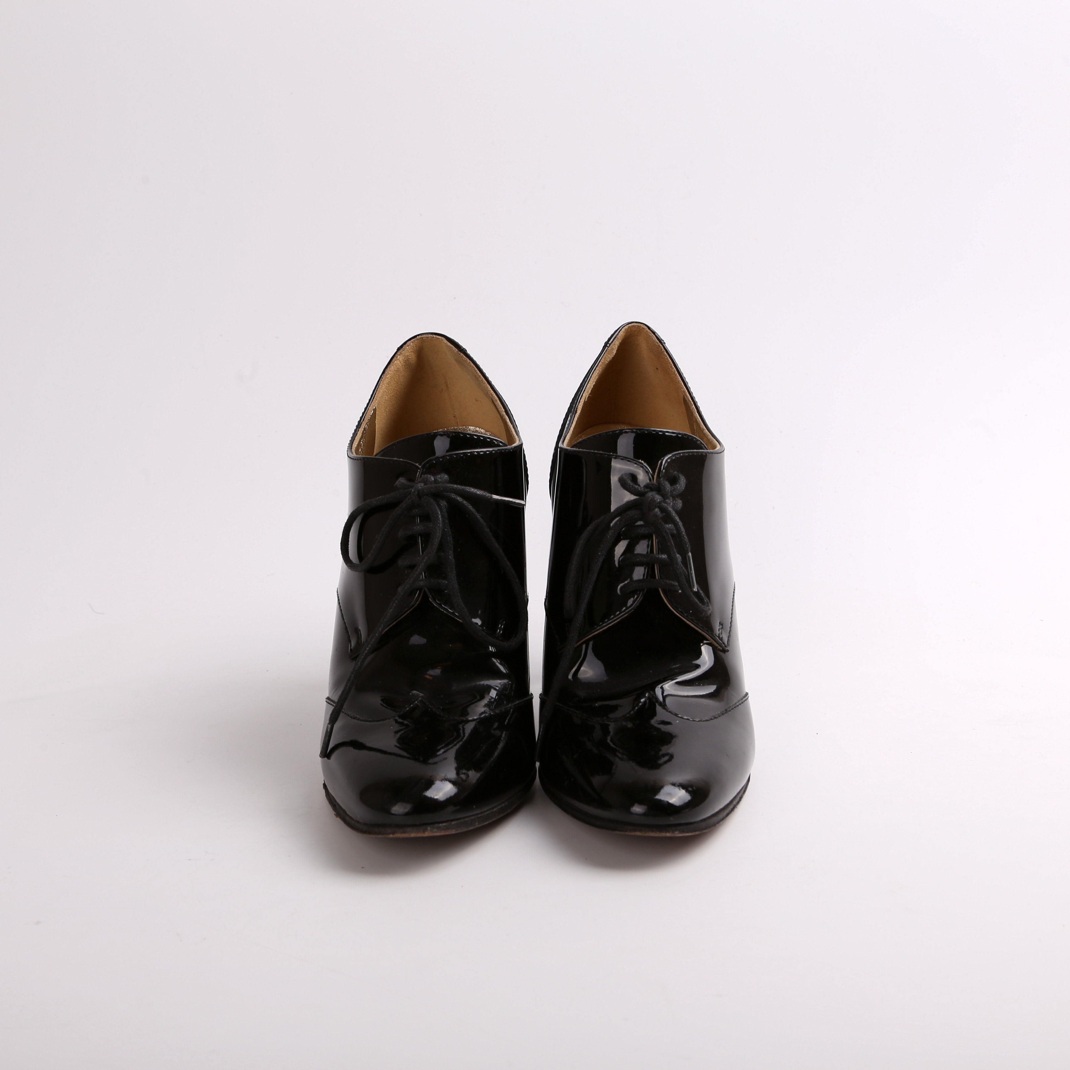 Chanel Ptnt Oxford Lace Up booties Size 36