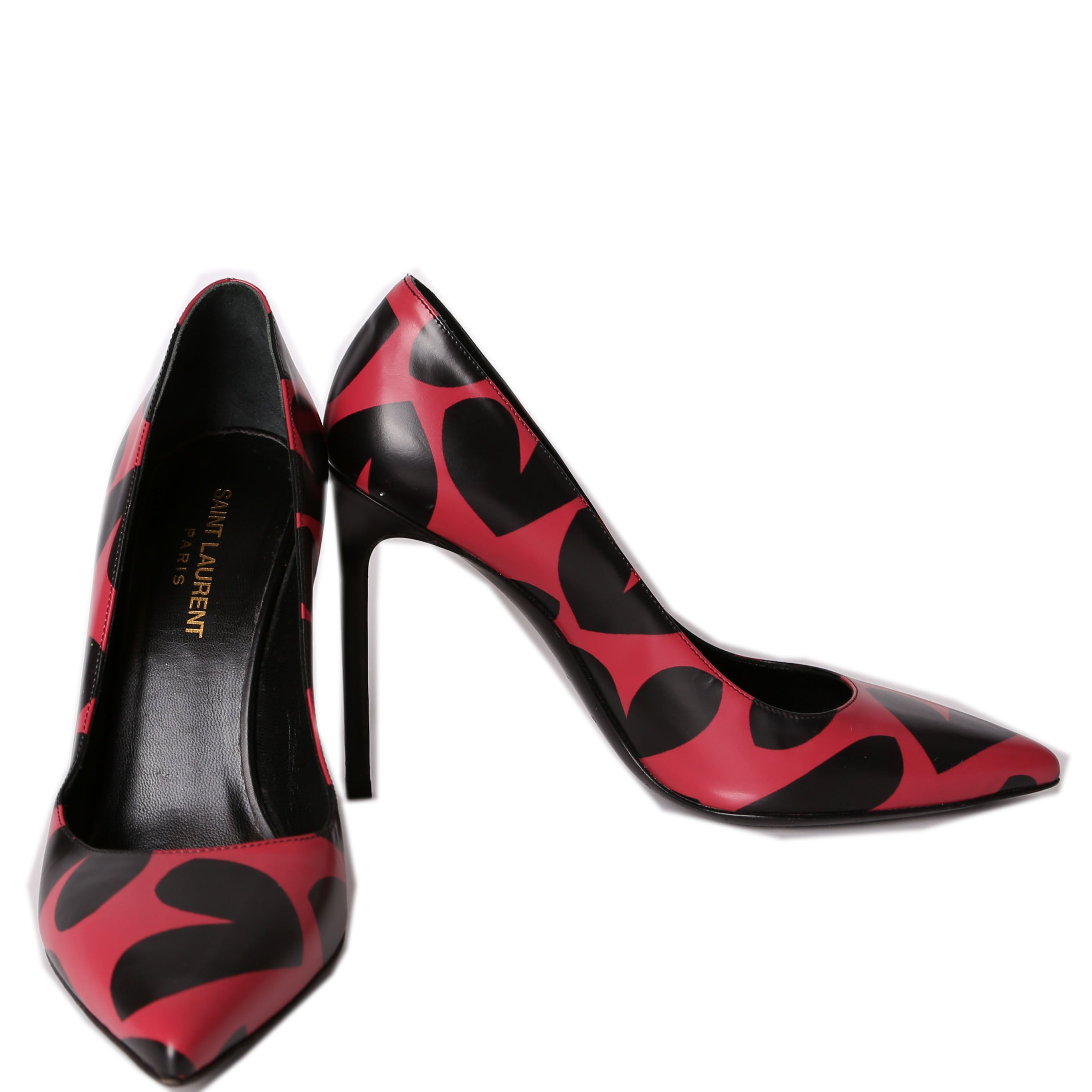 Saint Laurent Big Hearts Paris Pointed Toe Pumps Size 39