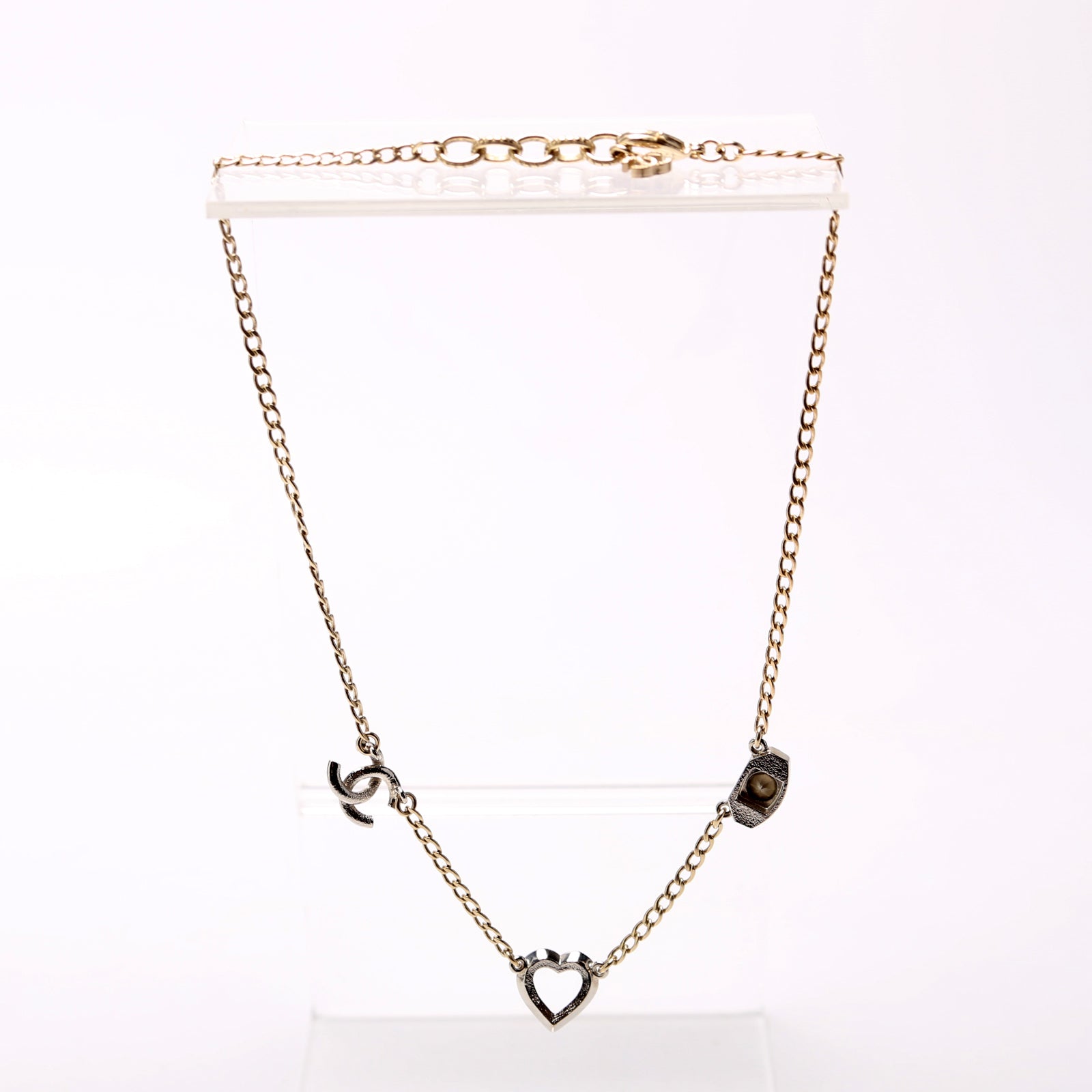 Chanel Crystal Eye Heart CC Necklace