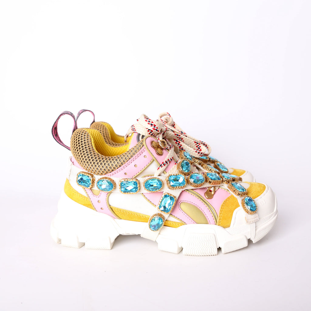 Gucci Flashtrek Jeweled Sneakers Size 36