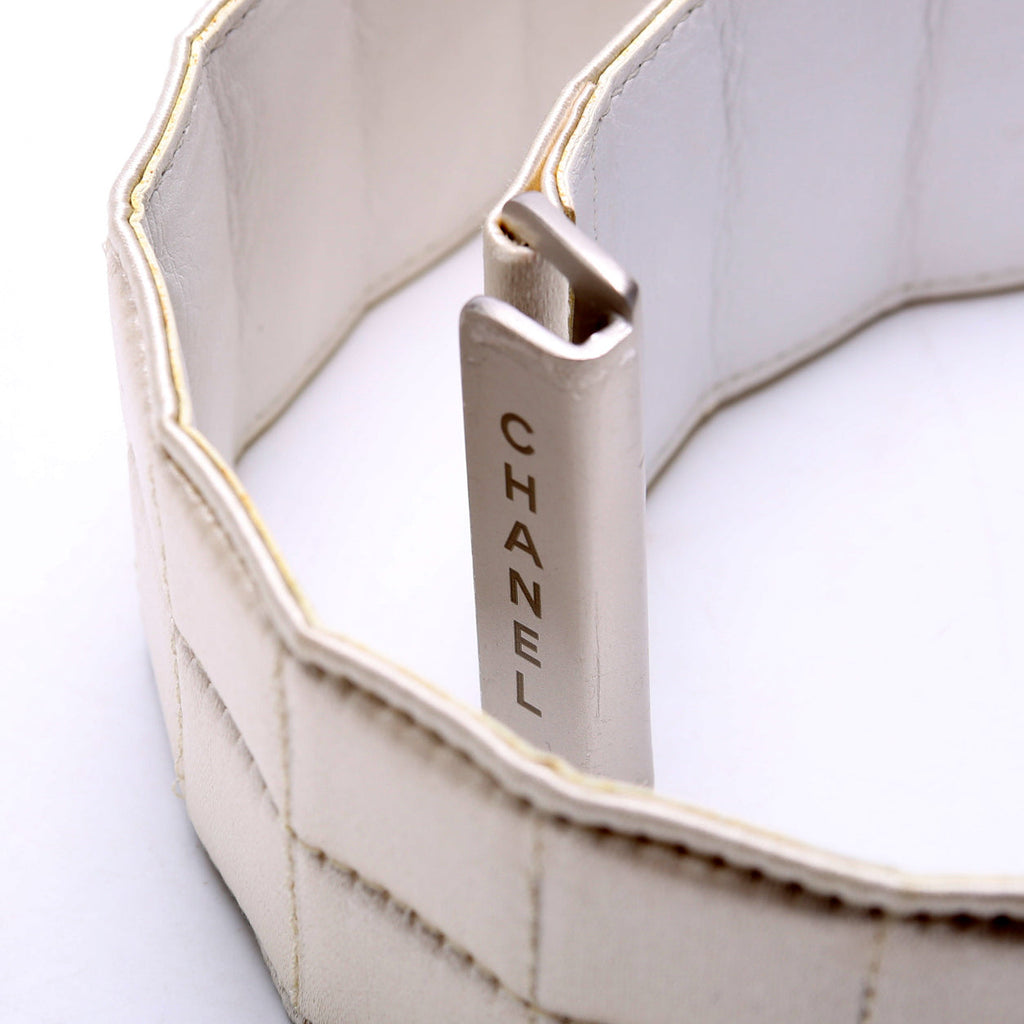 Chanel Satin Quilted Logo Belt Size 70 Vintage
