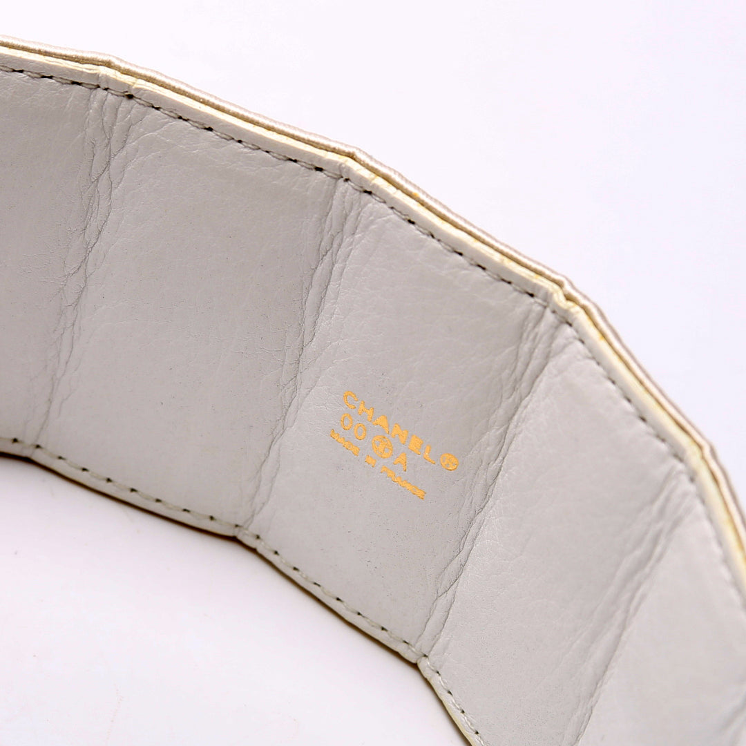 Chanel Satin Quilted Logo Belt Size 70 Vintage