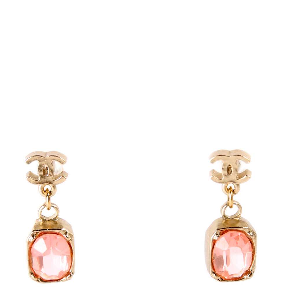 Chanel CC Rhinestone Drop Earrings