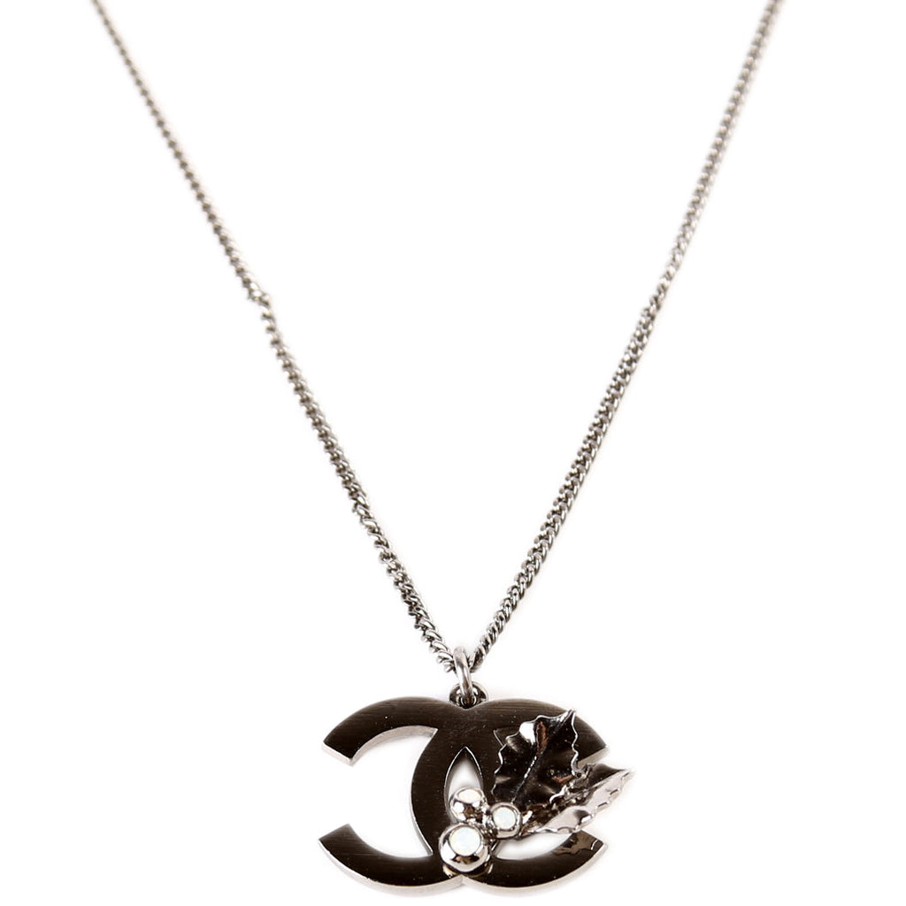 Chanel CC Holly Ruthenium Pendant Necklace