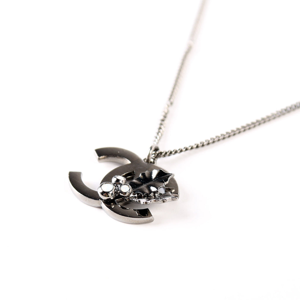 Chanel CC Holly Ruthenium Pendant Necklace