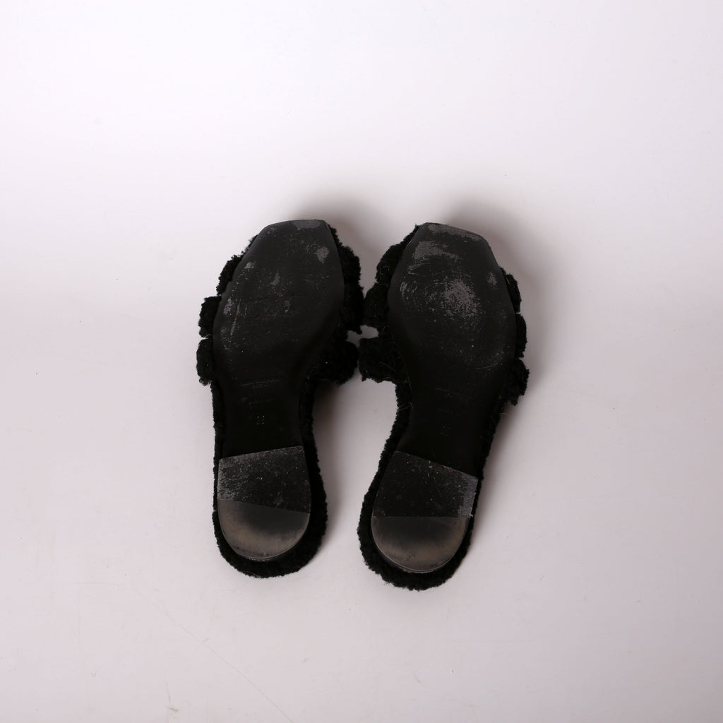 Saint Laurent Henry Shearling Tribute Flats Size 38