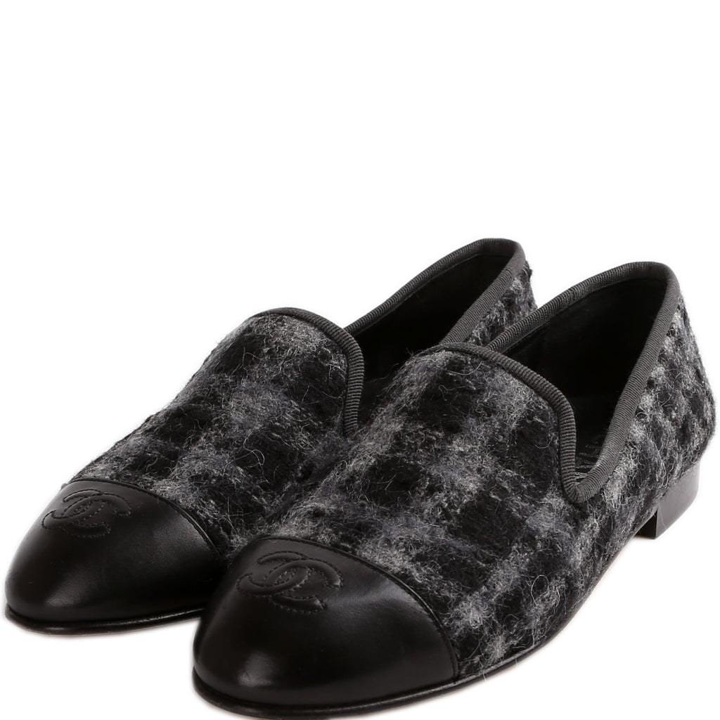 Chanel CC Tweed Loafers Size 36