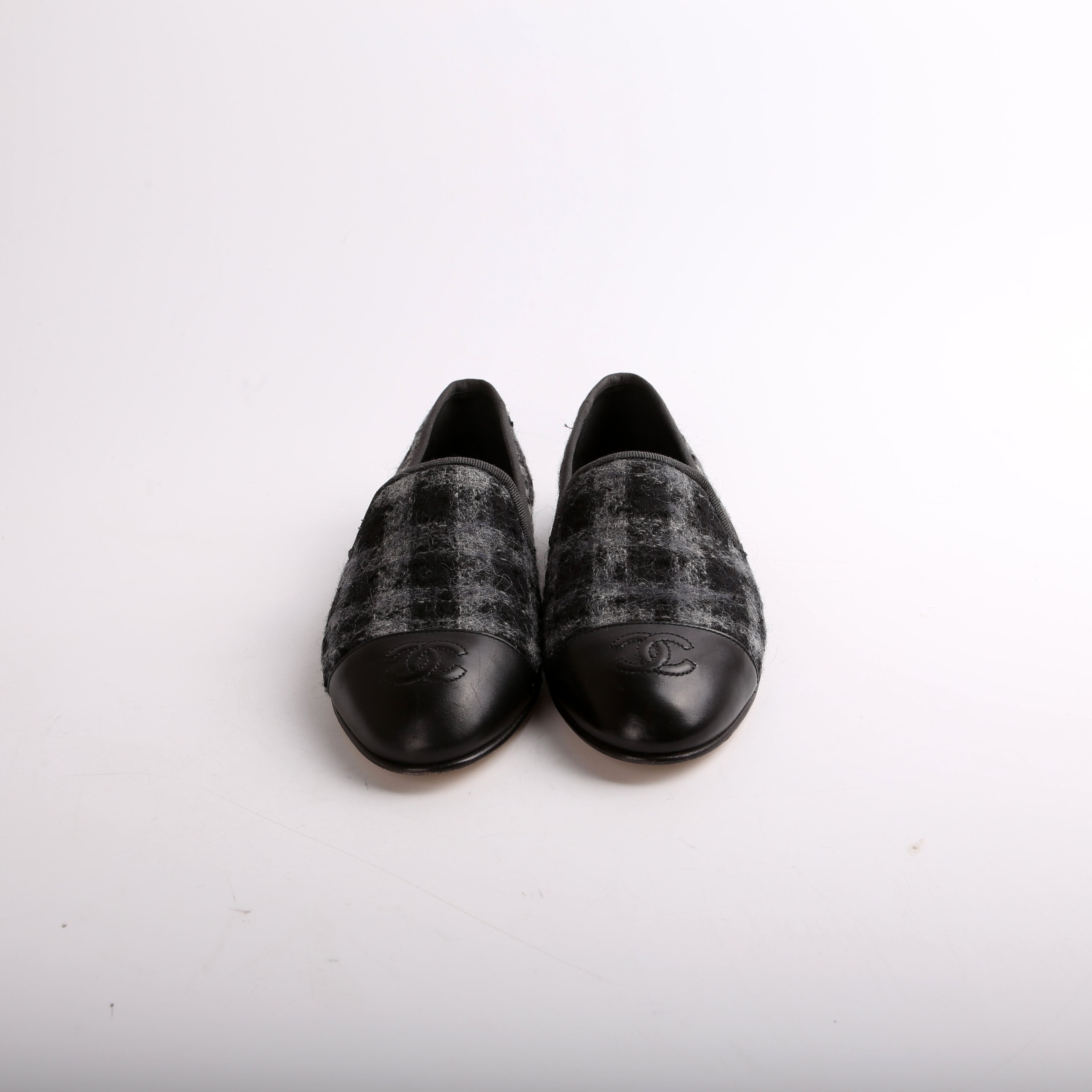 Chanel CC Tweed Loafers Size 36
