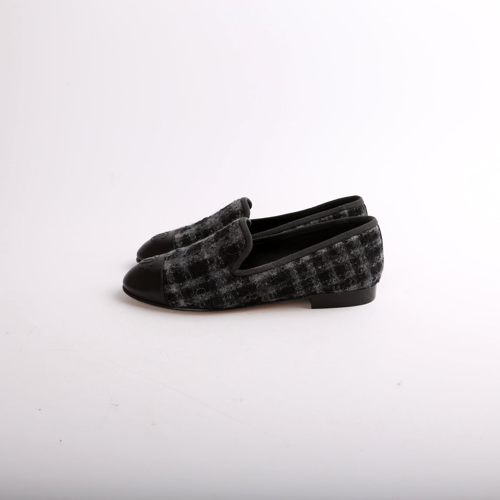 Chanel CC Tweed Loafers Size 36
