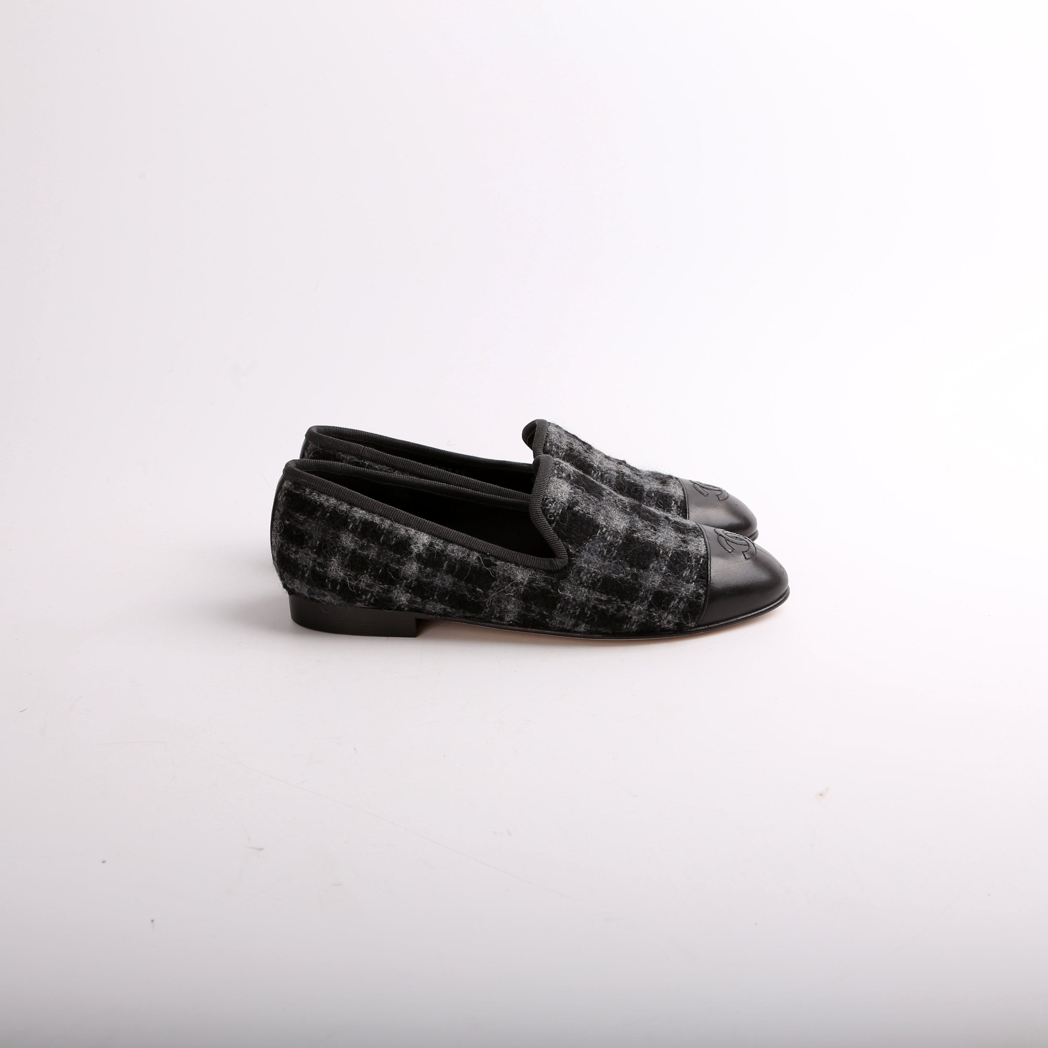Chanel CC Tweed Loafers Size 36