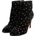 Chanel Suede Pearl Cap Toe Booties Size 38