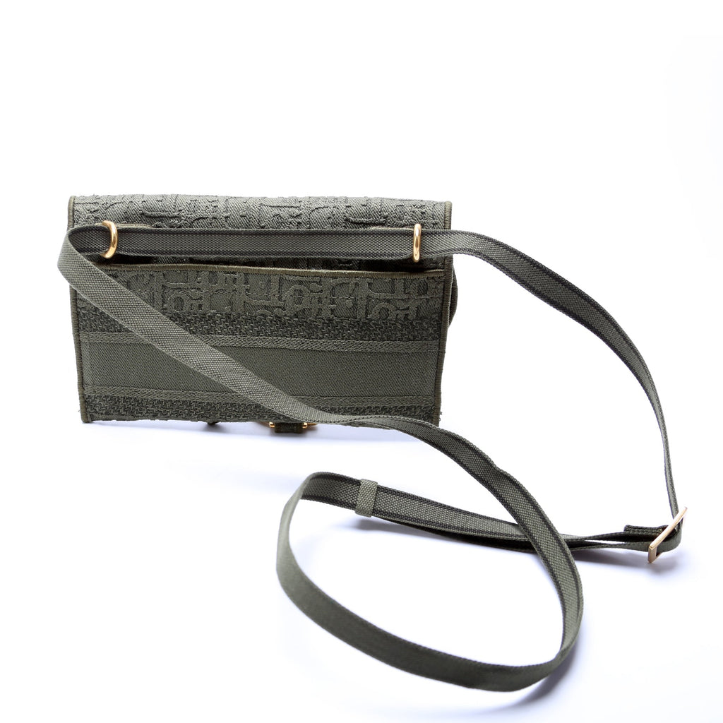 Christian Dior Slim Saddle Belt Bag Oblique Green