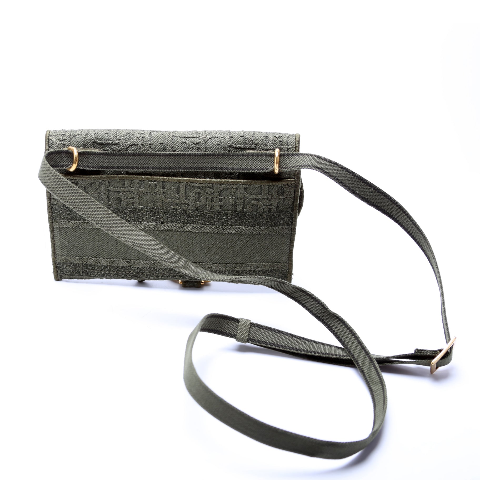 Christian Dior Slim Saddle Belt Bag Oblique Green