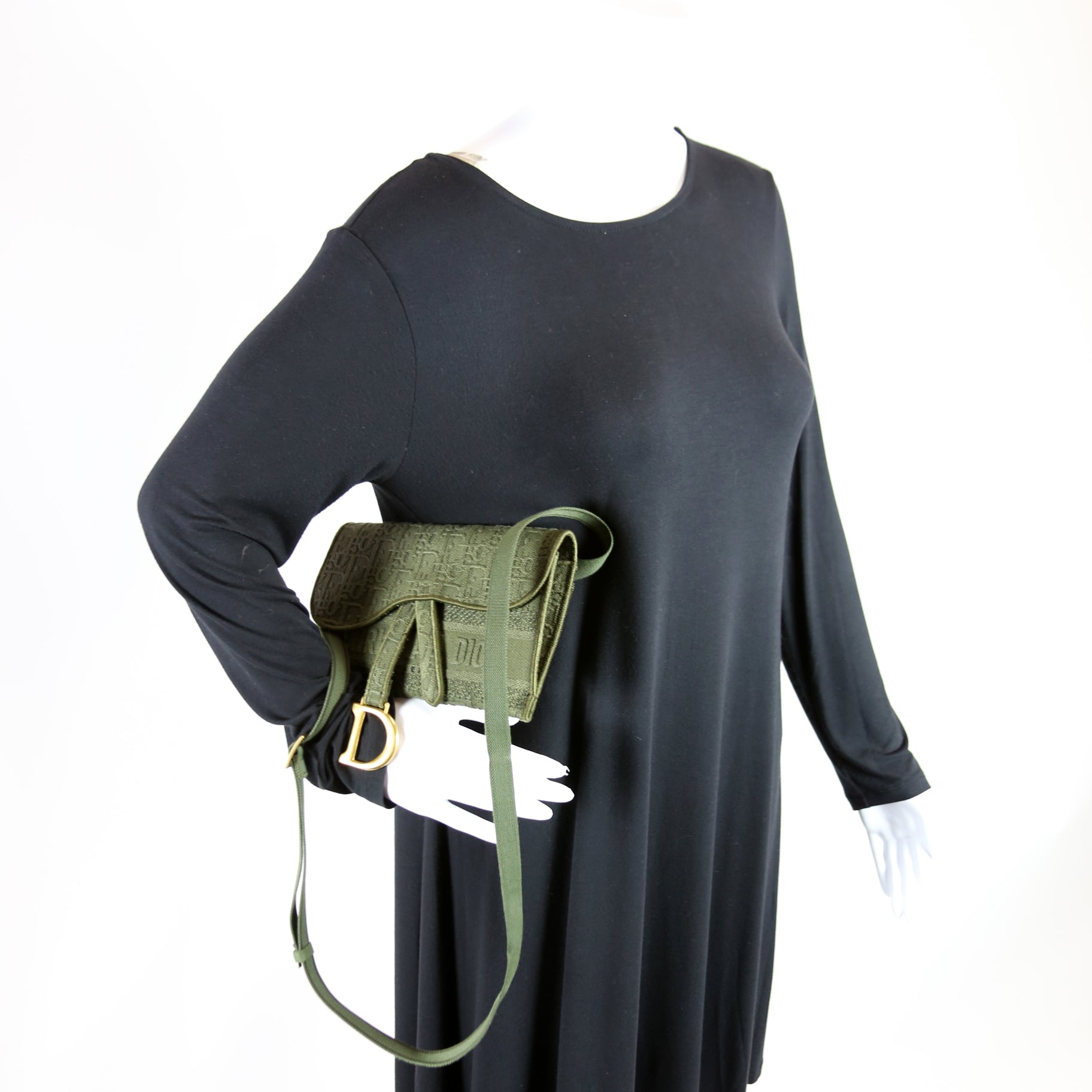 Christian Dior Slim Saddle Belt Bag Oblique Green