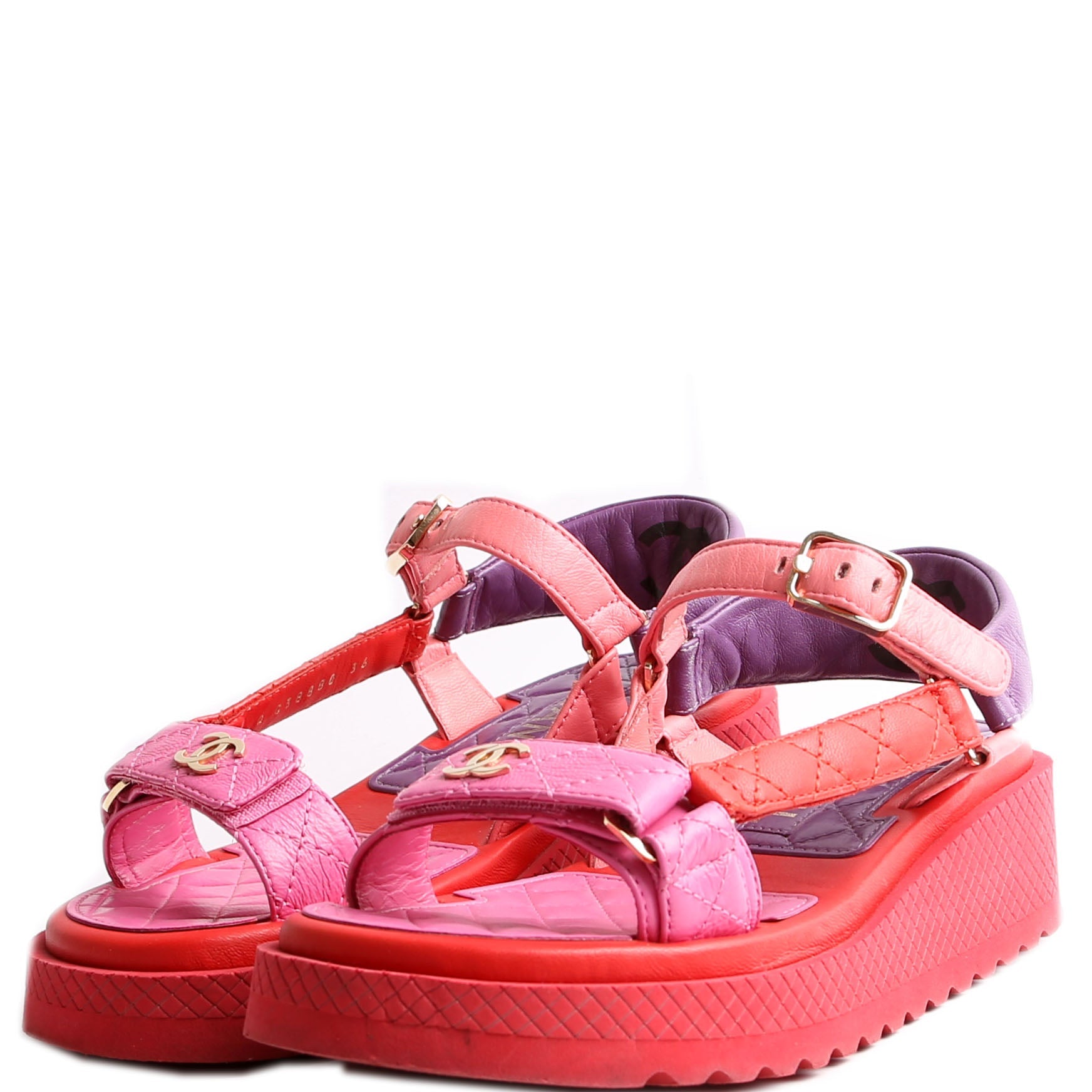 Chanel Logo Lambskin Platform Sandals Size 36