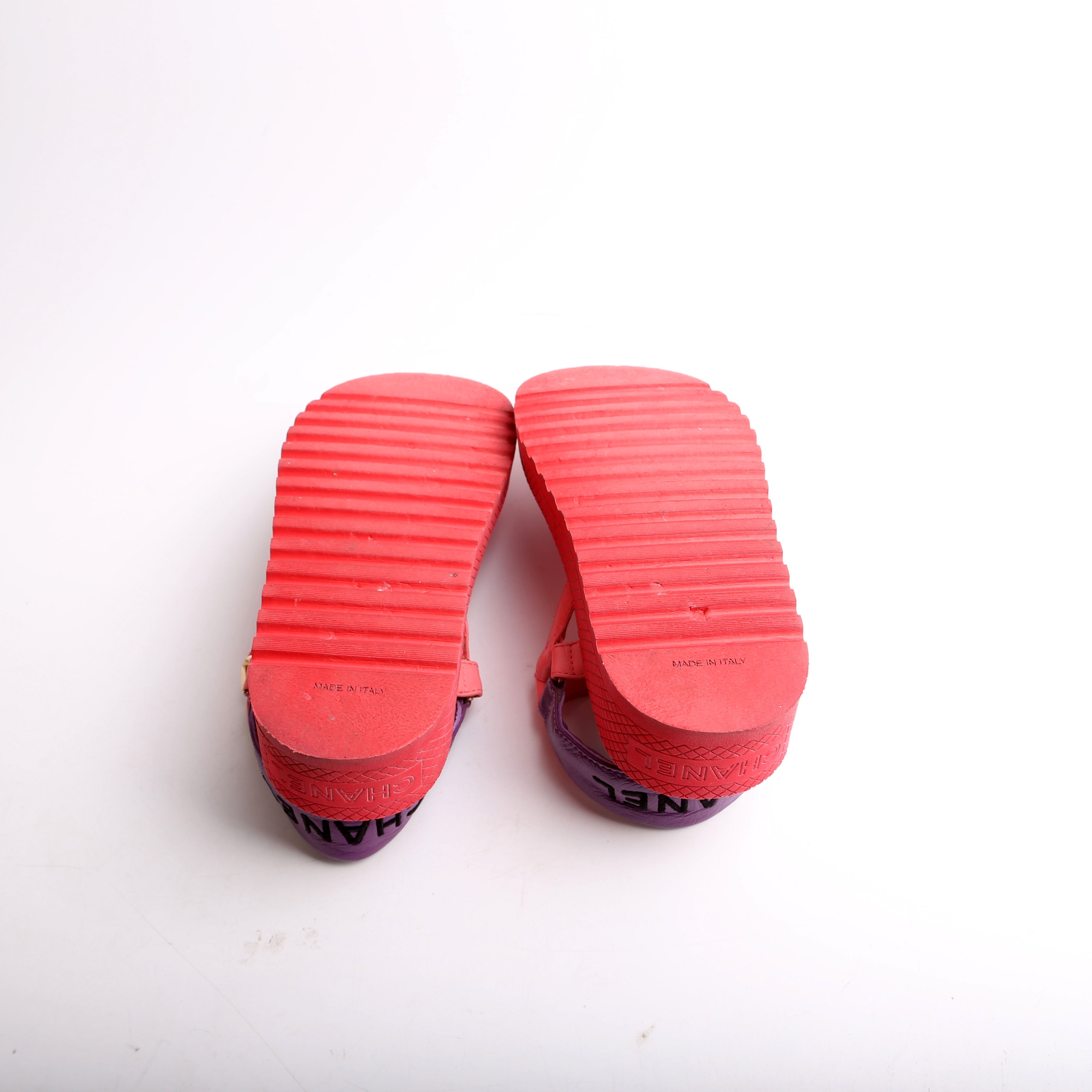 Chanel Logo Lambskin Platform Sandals Size 36