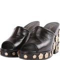 Chanel Peep Toe Platform Camellia Mules Size 35.5
