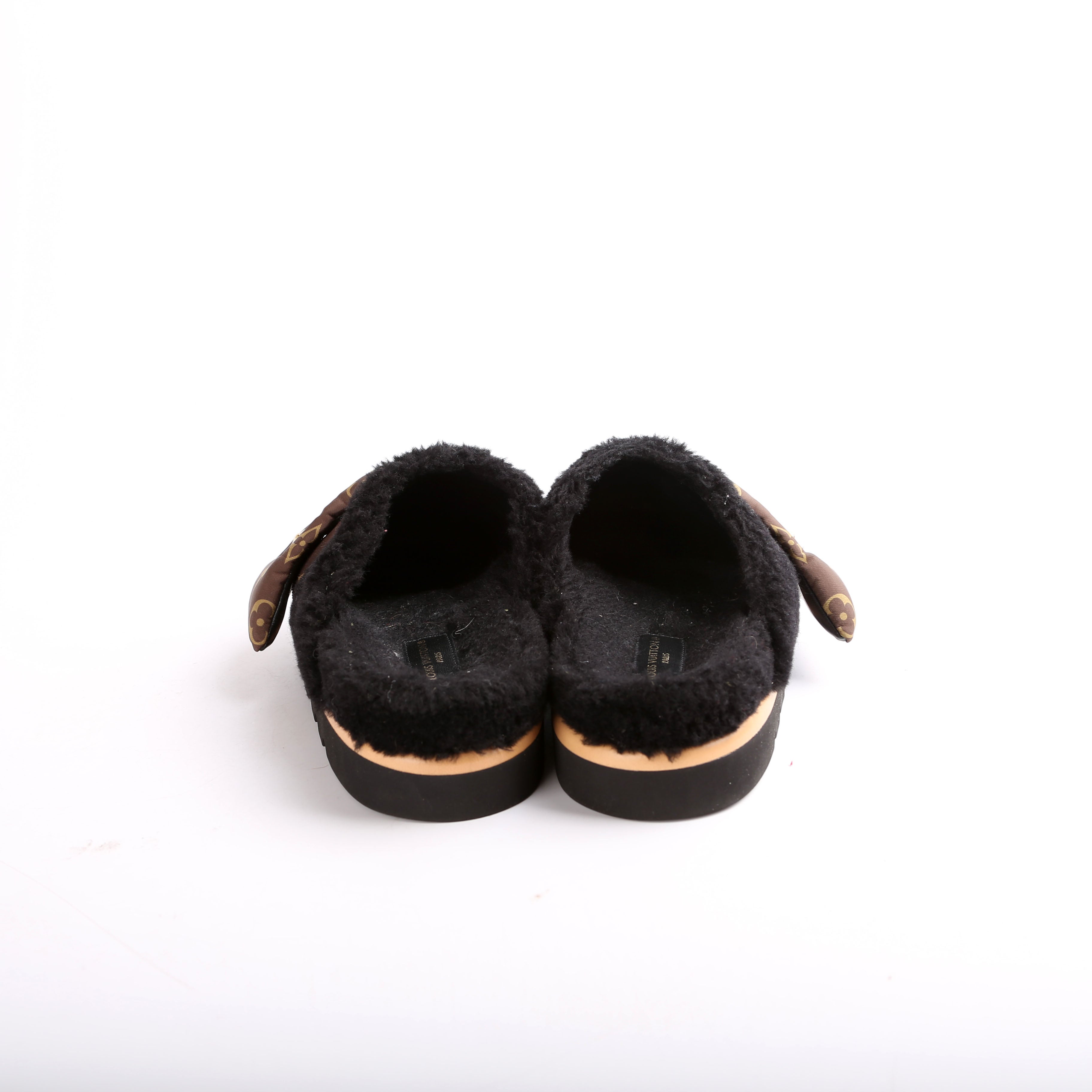 Louis Vuitton Shearling Nylon Monogram Pillow Comfort Mules Size 36