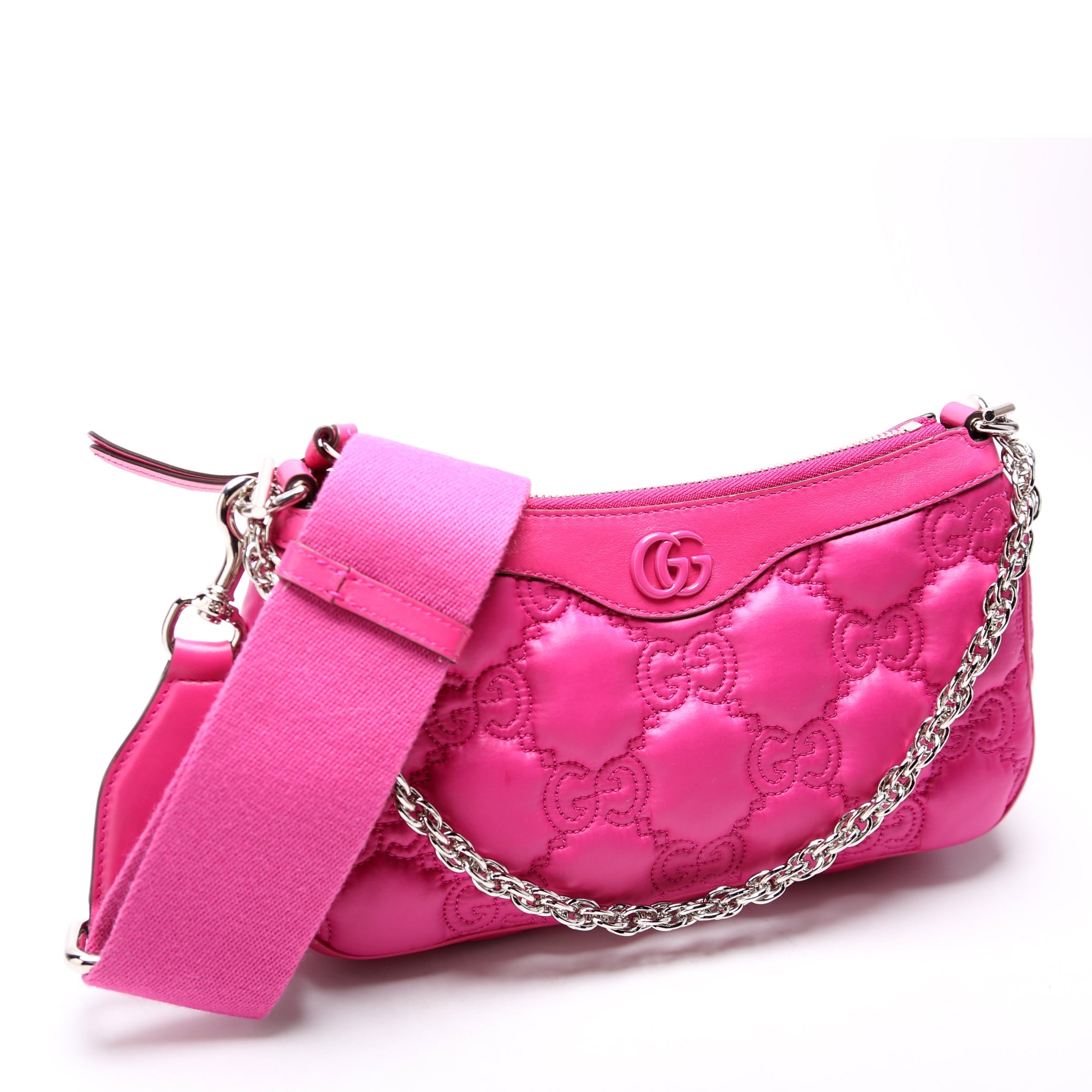 Gucci 735049 GG Nylon Shoulder Bag Pink