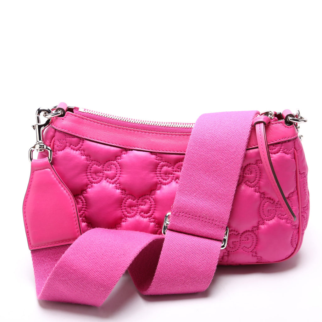 Gucci 735049 GG Nylon Shoulder Bag Pink